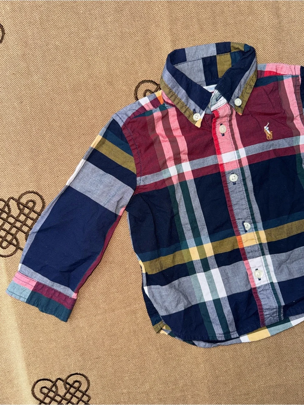 Ralph Lauren baby boys plaid button down shirt Size 9M